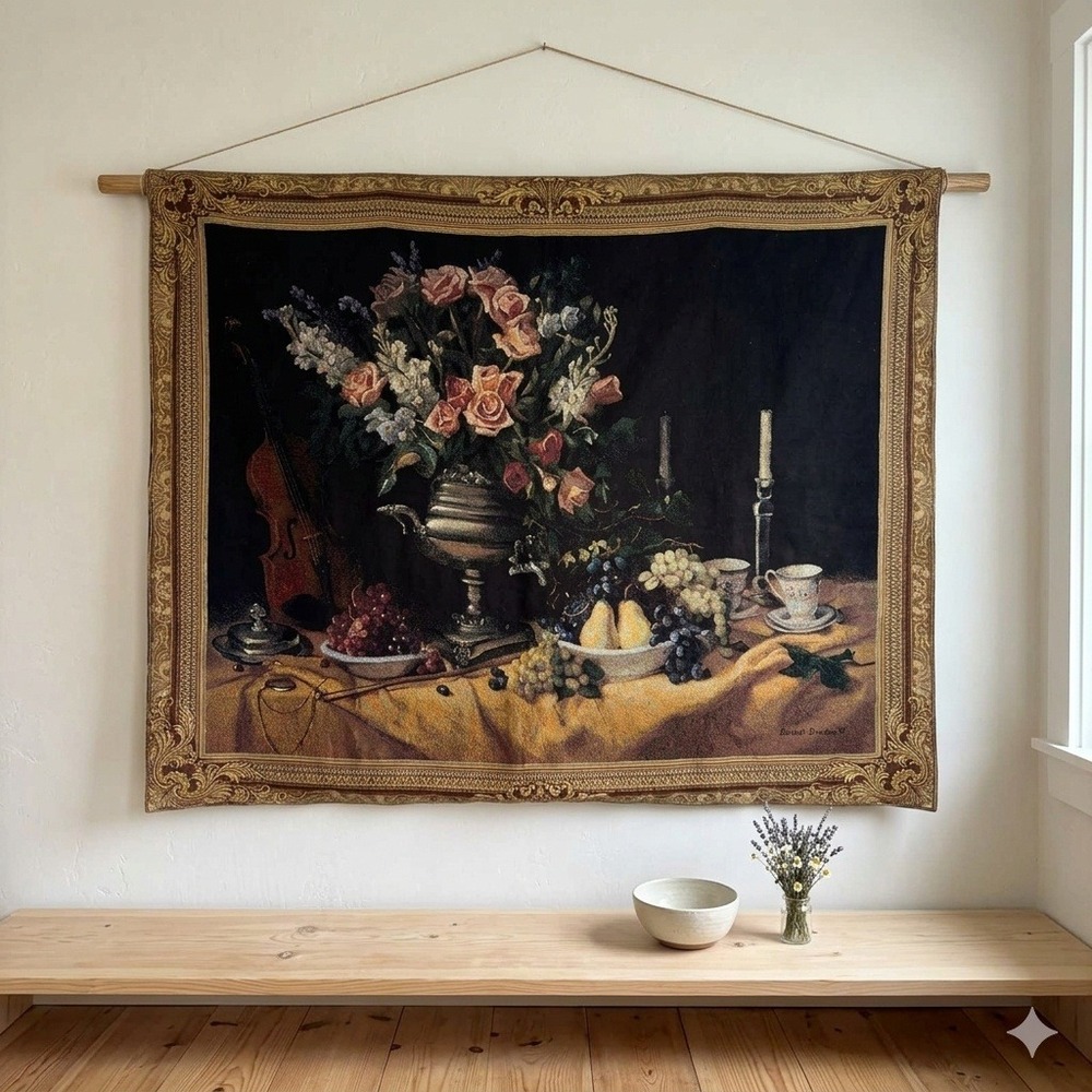 Sea Gull Elizabeth Brandon Summer Bouquet Still Life Tapestry Wall Hanging